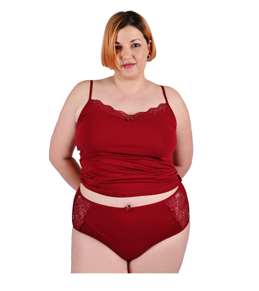 High-waisted panties with lace on the side