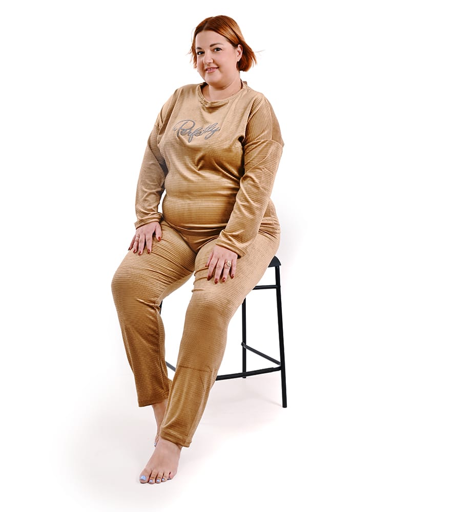 Βελούδινη Ριπ πιτζάμα χρυσαφί