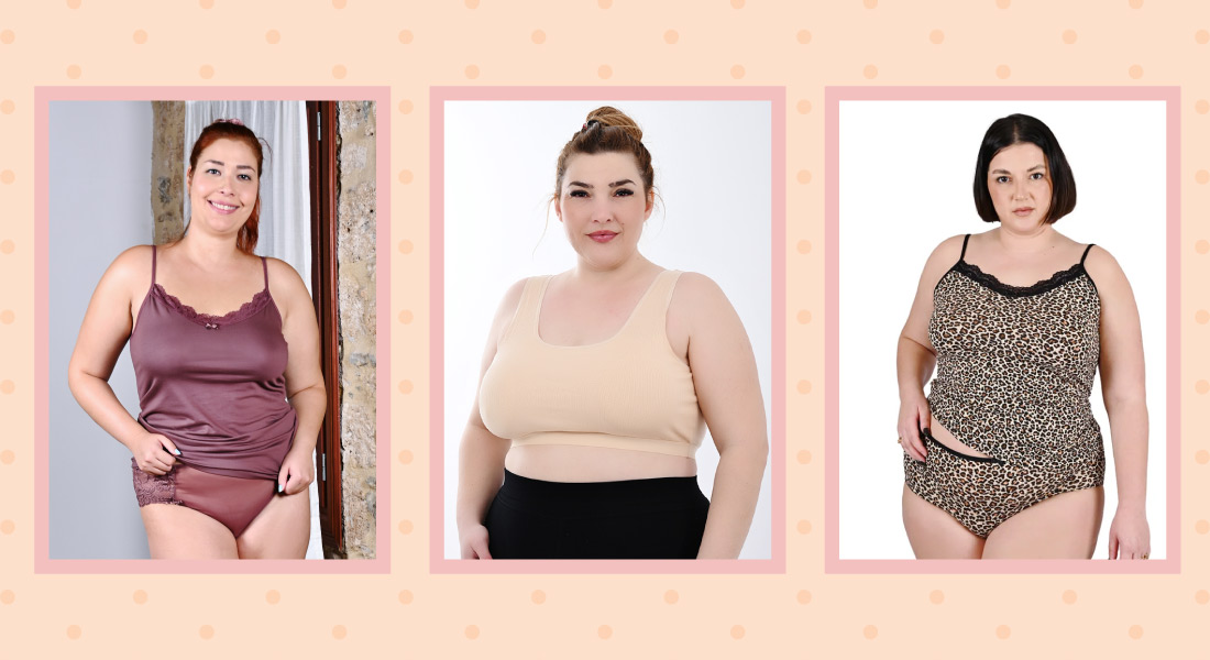 Plus size σετ εσωρούχων και μπουστάκια σε μονόχρωμα και λεοπάρ σχέδια
